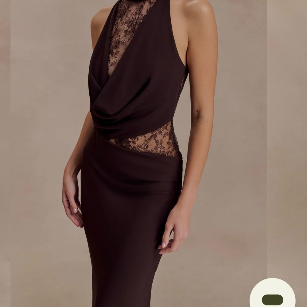Meshki Arra Chocolate Brown Backless Dress